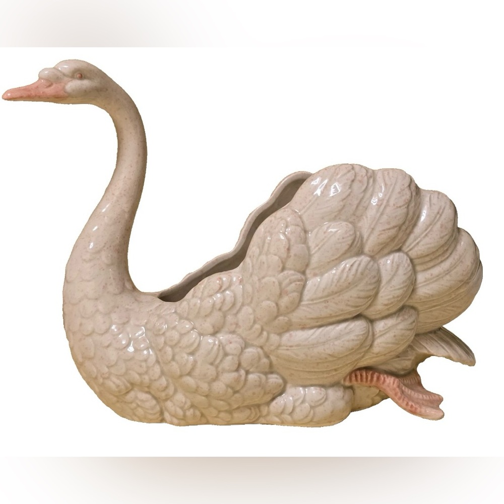 Vintage Fitz & Floyd Large Hand Painted Swan Planter or Centerpiece 8"x11"x5 EUC